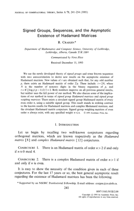 Signed Groups, Sequences, and the Asymptotic Existence of Hadamard Matrices
