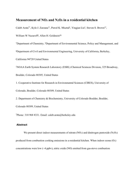 Measurement of NO3 and N2O5 in a Residential Kitchen