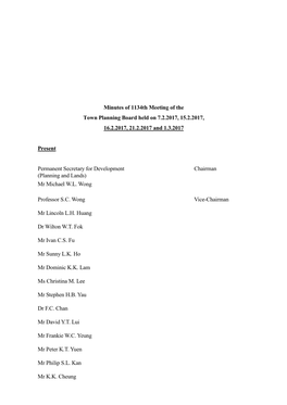 Minutes of 1134Th Meeting of the Town Planning Board Held on 7.2.2017, 15.2.2017, 16.2.2017, 21.2.2017 and 1.3.2017