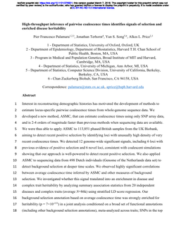 High-Throughput Inference of Pairwise Coalescence Times Identifies Signals of Selection and Enriched Disease Heritability