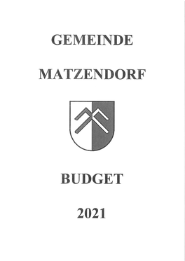 Gemeinde Matzendorf Budget 2021