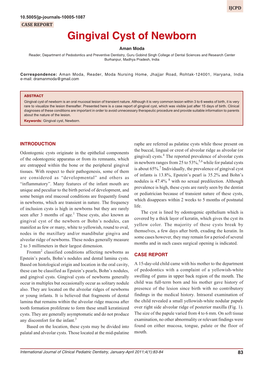 Gingival Cyst of Newborn Gingival Cyst of Newborn