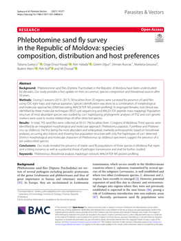 Phlebotomine Sand Fly Survey in the Republic of Moldova