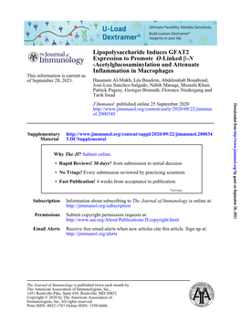 Lipopolysaccharide Induces GFAT2 Expression to Promote O-Linked Β