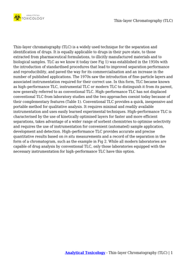 Thin–Layer Chromatography (TLC)