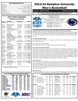 Game Notes Wednesday, March 19, 2014 • Penn State • Bryce Jordan Center • University Park, Pa