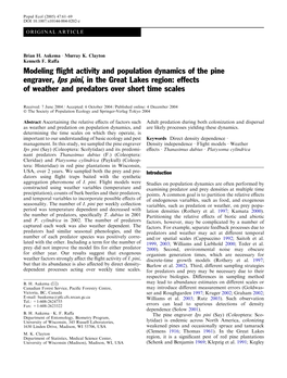 Modeling Flight Activity and Population Dynamics of the Pine Engraver, Ips