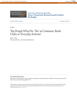 Book Clubs As ‘Everyday Activists’ Julie E