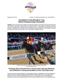 Read the Full Countdown to the Breeders' Cup World