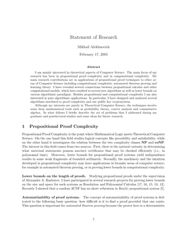 Statement of Research