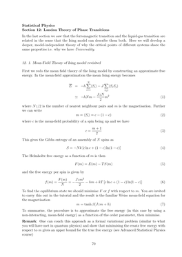 Landau Theory of Phase Transitions in the Last Section We Saw That The