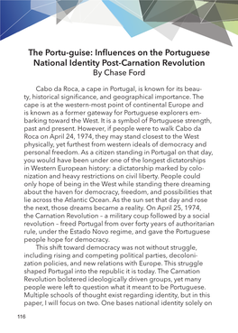 Influences on the Portuguese National Identity Post-Carnation Revolution by Chase Ford