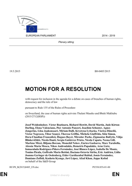 En En Motion for a Resolution