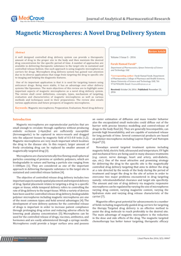 Magnetic Microspheres: a Novel Drug Delivery System