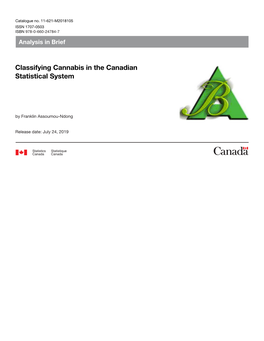 Classifying Cannabis in the Canadian Statistical System