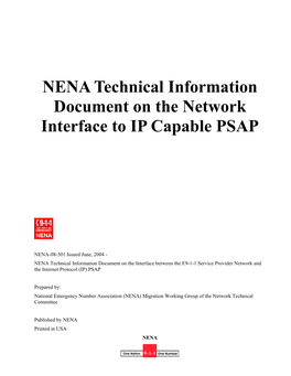 NENA Technical Information Document on the Network Interface to IP Capable PSAP