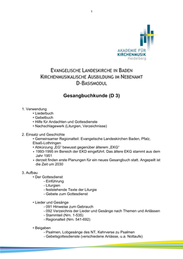 Gesangbuchkunde (D 3)