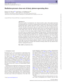 Radiation Pressure Clear-Out of Dusty Photoevaporating Discs