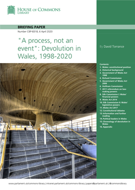 Devolution in Wales, 1998-2020