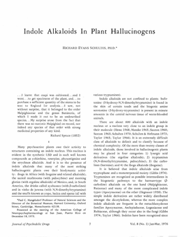 Indole Alkaloids in Plant Hallucinogens