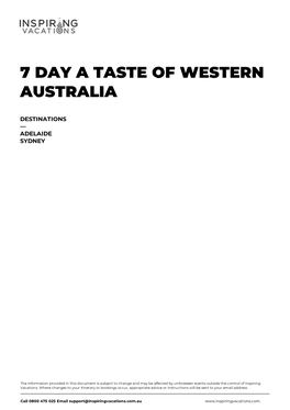 7 Day a Taste of Western Australia