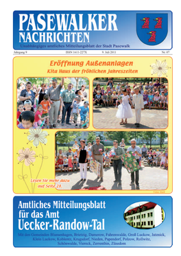 Jahrgang 9 ISSN 1611-227X 9. Juli 2011 Nr. 07 PASEWALKER NACHRICHTEN - 2 - – Gewerbliche Anzeige – Nr