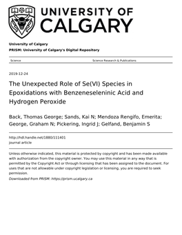 Species in Epoxidations with Benzeneseleninic Acid and Hydrogen Peroxide