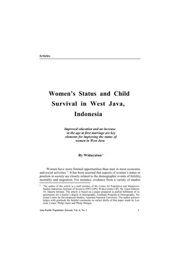 Women's Status and Child Survival in West Java, Indonesia