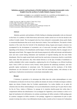 1 Initiation, Geometry and Mechanics of Brittle Faulting in Exhuming