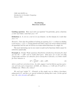 Rootfinding Bisection Method Guiding Question How Can I Solve An