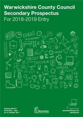 Warwickshire County Council Secondary Prospectus for 2018-2019 Entry