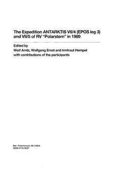 Xpedition ANTARKTIS Vlll4 (EPOS Leg 3) Nd Viil5 of 'Polarstern" in 1989