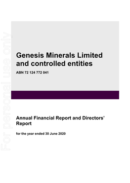 Genesis Annual Financial Statements