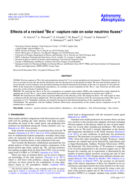 Effects of a Revised 7Be E−-Capture Rate on Solar Neutrino Fluxes