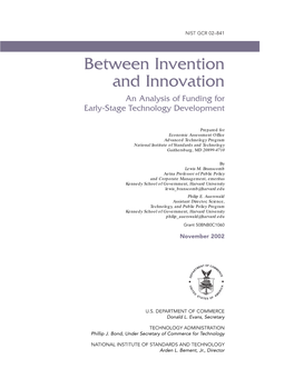 Between Invention and Innovation an Analysis of Funding for Early-Stage Technology Development