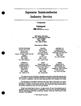 Japanese Semiconductor Industry Service : Companies, 1990