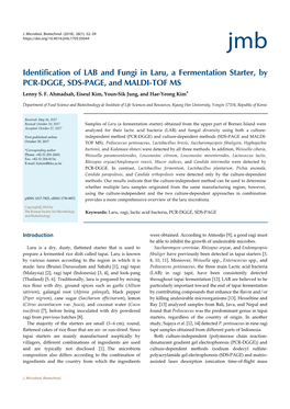 Identification of LAB and Fungi in Laru, a Fermentation Starter, by PCR-DGGE, SDS-PAGE, and MALDI-TOF MS Lenny S