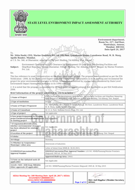 Environmental Clearance to SEIAA