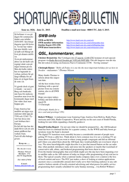 SWB-Info QSL, Kommentarer