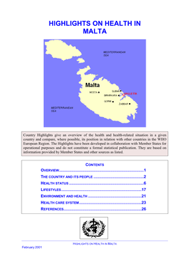 Highlights on Health in Malta