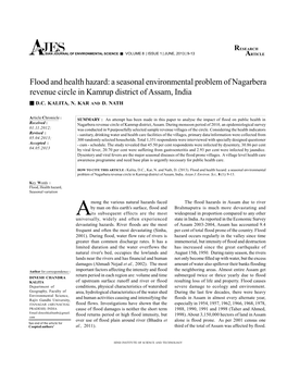 A Seasonal Environmental Problem of Nagarbera Revenue Circle in Kamrup District of Assam, India