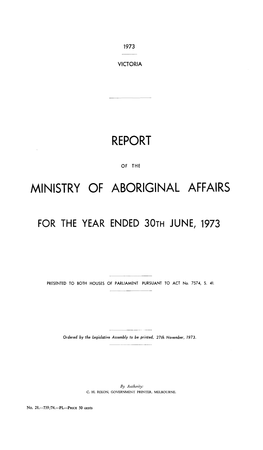 Report Ministry of Aboriginal Affairs