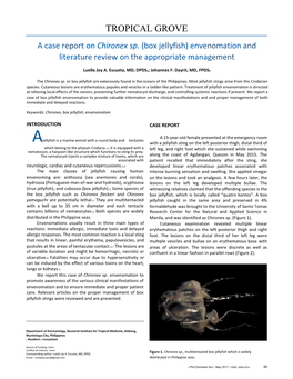 A Case Report on Chironex Sp (Box Jellyfish) Envenomation And