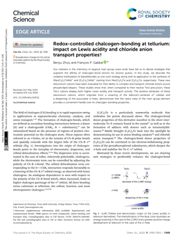 Redox-Controlled Chalcogen-Bonding at Tellurium: Impact on Lewis Acidity and Chloride Anion Transport Properties