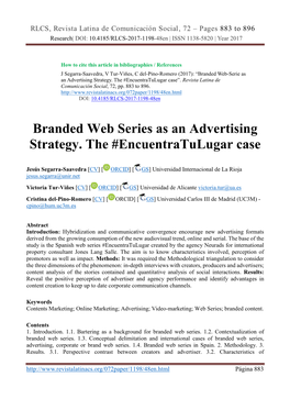 Branded Web Series As an Advertising Strategy. the #Encuentratulugar Case