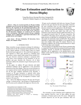 3D Gaze Estimation and Interaction to Stereo Display