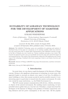 Suitability of Lorawan Technology for The