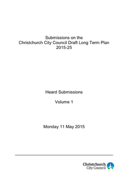 Submissions on the Christchurch City Council Draft Long Term Plan 2015-25