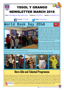 Ysgol Y Grango Newsletter March 2018