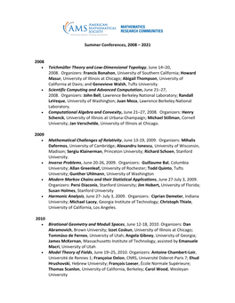 2021 2008 • Teichmüller Theory and Low-Dimensional Topology, June